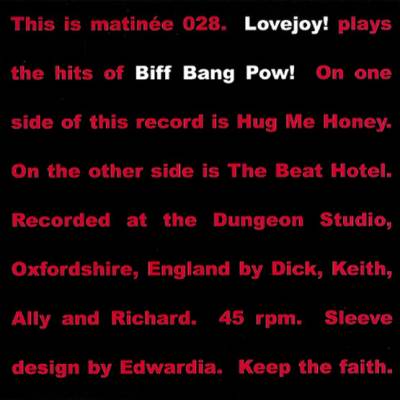 Lovejoy - Plays The Hits Of Biff Bang Pow! 7"